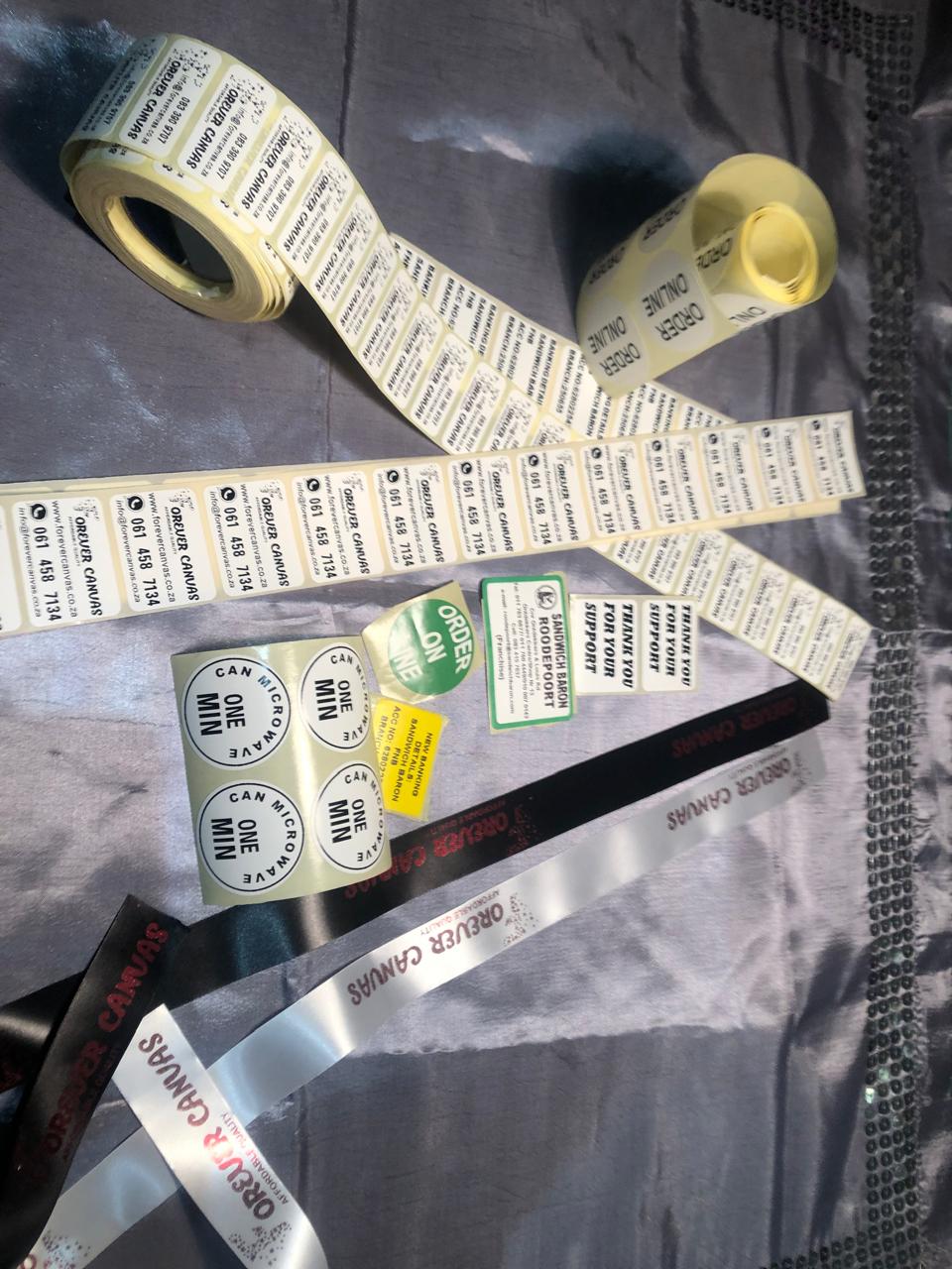 Ribbon and Sticker Printing Assorted Colours and Designs - Forever Canvas | Canvas Printing West Rand